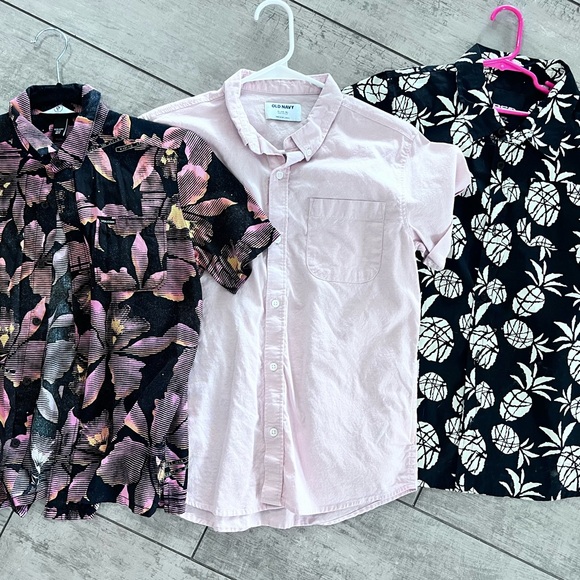 Old Navy Other - Volcom Surf Brands Old Navy Kids' Pink and Black Floral Shirts Hawaiian Boys